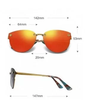 Women Cateye Rimless Sunglasses Mirrored Oversized Reflective Eyeglasses - Orange - CI18KIL3TX8 $5.56 Rimless