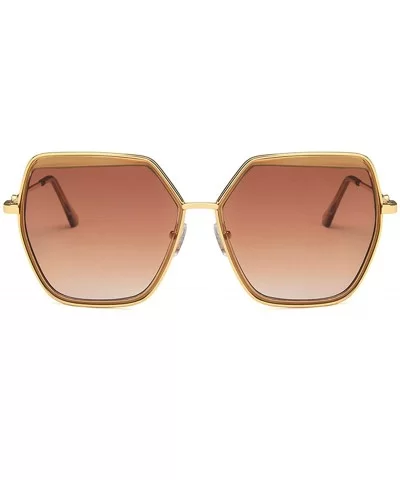 Vintage style Irregular Sunglasses for Men or Women metal PC UV400 Sunglasses - Brown - CJ18SZUG62W $14.05 Oversized