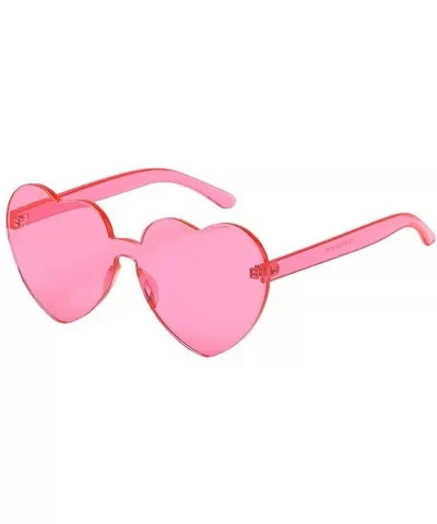 Heart Shaped Love Rimless Sunglasses One Piece Transparent Candy Color Frameless Glasses Eyewear - Pink - CM18UYUQ8YA $5.40 R...