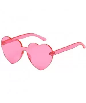 Heart Shaped Love Rimless Sunglasses One Piece Transparent Candy Color Frameless Glasses Eyewear - Pink - CM18UYUQ8YA $5.40 R...