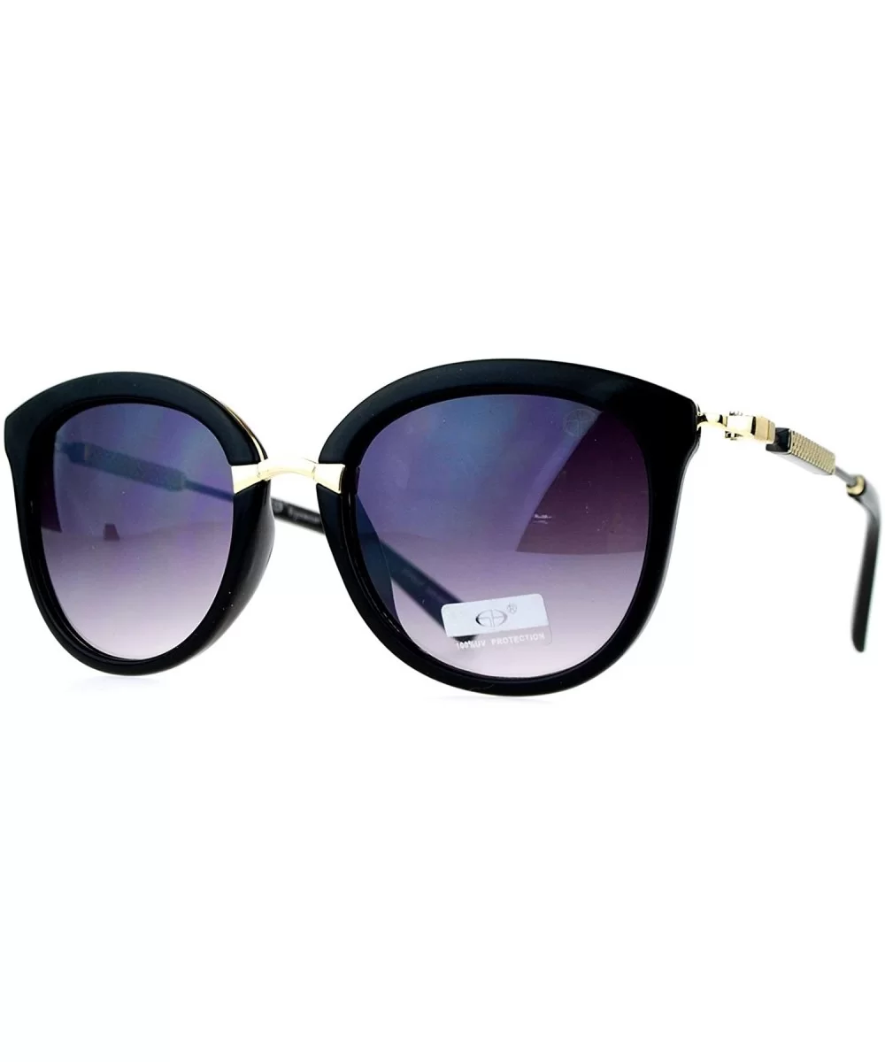 Oversize Horn Rim Butterfly Designer Fashion Sunglasses - All Black - C612N26FX0X $9.03 Butterfly