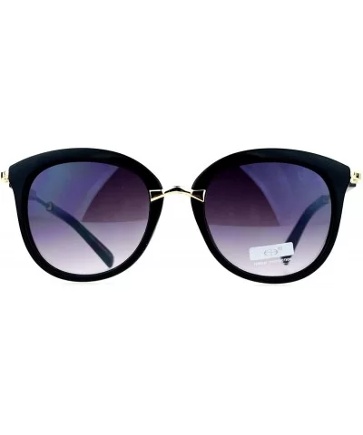 Oversize Horn Rim Butterfly Designer Fashion Sunglasses - All Black - C612N26FX0X $9.03 Butterfly