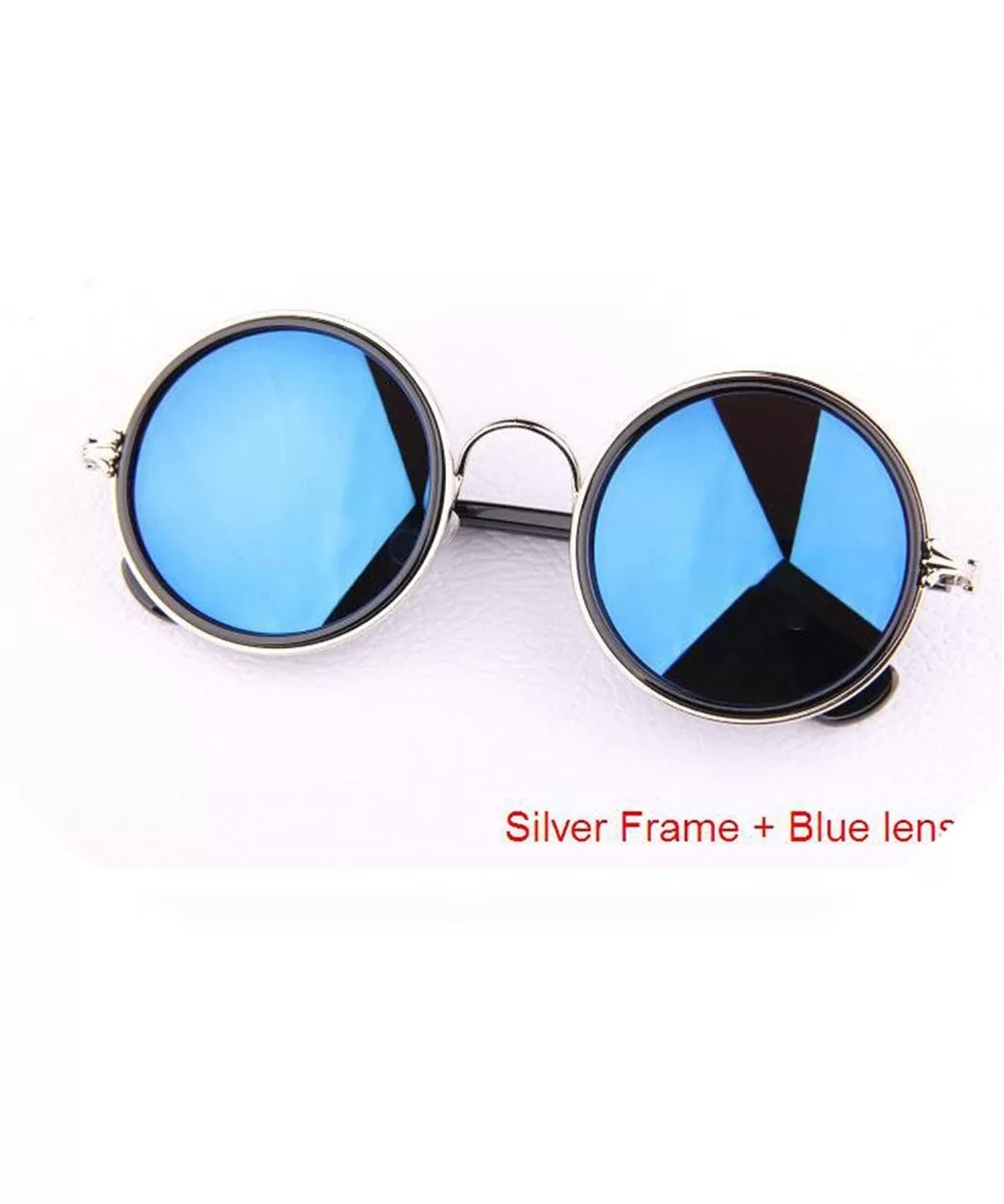 M42 Round Circle Sunglasses Women Retro Vintage Glasses for Women Brand Designer Sunglasses - Silver Blue - CW18W7M2AD5 $15.6...