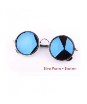 M42 Round Circle Sunglasses Women Retro Vintage Glasses for Women Brand Designer Sunglasses - Silver Blue - CW18W7M2AD5 $15.6...