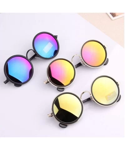 M42 Round Circle Sunglasses Women Retro Vintage Glasses for Women Brand Designer Sunglasses - Silver Blue - CW18W7M2AD5 $15.6...