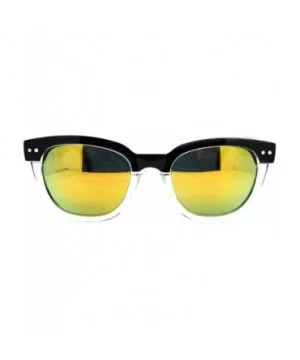 Vintage Retro Small 2 Tone Thick Plastic Rectangular Horn Rim Sunglasses - Black Clear Yellow - CW11L9LE7AT $6.92 Wayfarer