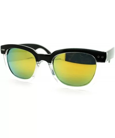 Vintage Retro Small 2 Tone Thick Plastic Rectangular Horn Rim Sunglasses - Black Clear Yellow - CW11L9LE7AT $6.92 Wayfarer