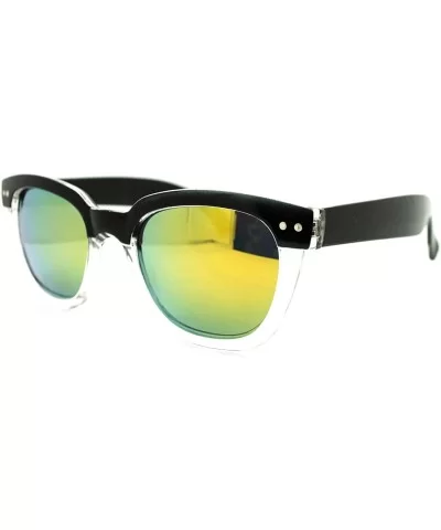 Vintage Retro Small 2 Tone Thick Plastic Rectangular Horn Rim Sunglasses - Black Clear Yellow - CW11L9LE7AT $6.92 Wayfarer