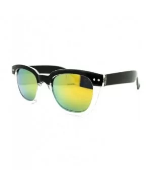 Vintage Retro Small 2 Tone Thick Plastic Rectangular Horn Rim Sunglasses - Black Clear Yellow - CW11L9LE7AT $6.92 Wayfarer