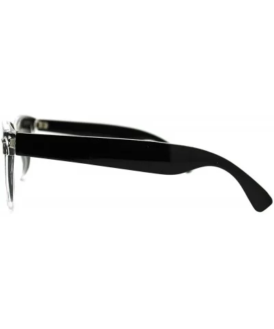 Vintage Retro Small 2 Tone Thick Plastic Rectangular Horn Rim Sunglasses - Black Clear Yellow - CW11L9LE7AT $6.92 Wayfarer