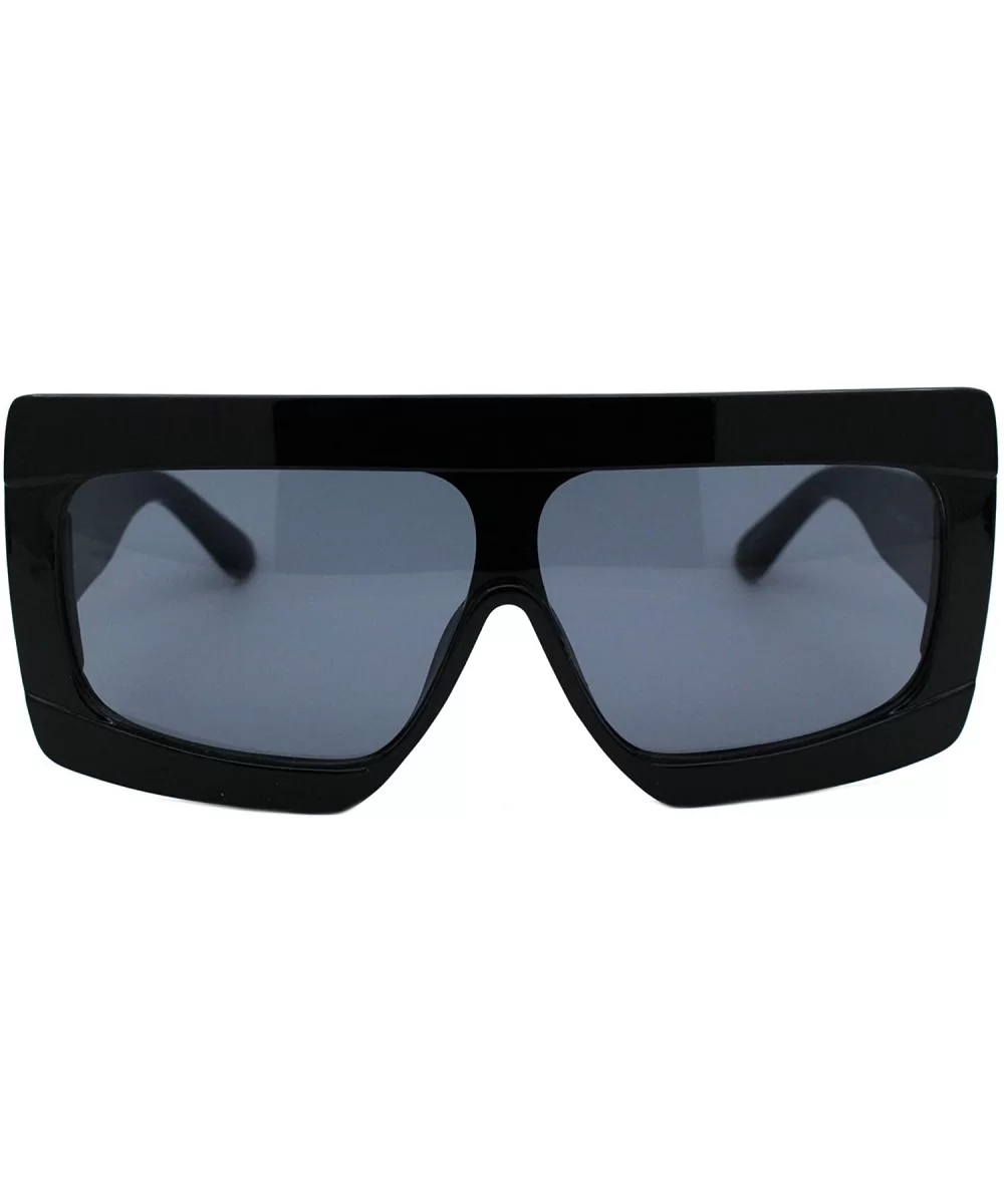 Super Oversized Sunglasses Futuristic Flat Top Shield Square Shades UV 400 - Black (Black) - CB193994L67 $7.27 Shield