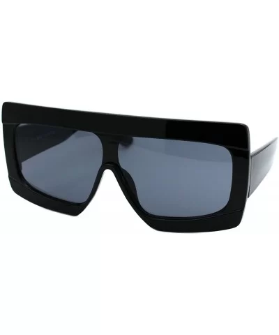 Super Oversized Sunglasses Futuristic Flat Top Shield Square Shades UV 400 - Black (Black) - CB193994L67 $7.27 Shield