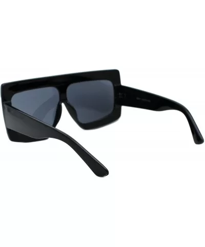 Super Oversized Sunglasses Futuristic Flat Top Shield Square Shades UV 400 - Black (Black) - CB193994L67 $7.27 Shield