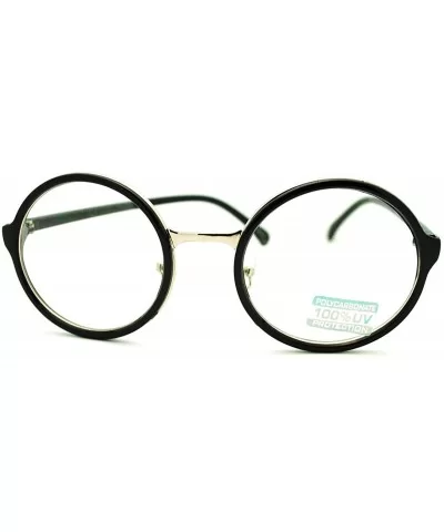 Round Clear Lens Glasses Classic Circle Frame Eyeglasses Unisex - Black Silver - C211EWEJUDF $7.68 Round