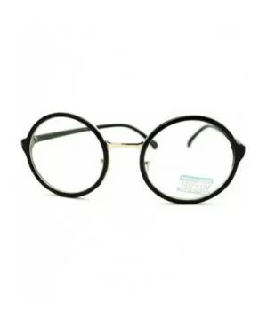 Round Clear Lens Glasses Classic Circle Frame Eyeglasses Unisex - Black Silver - C211EWEJUDF $7.68 Round