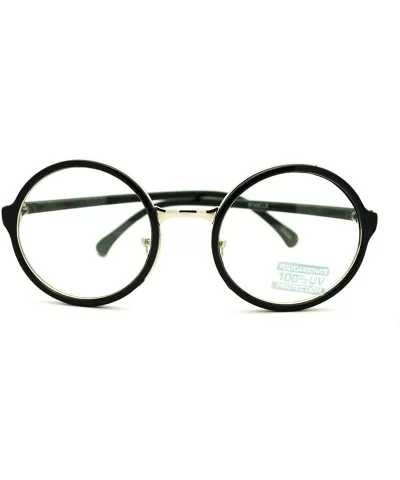 Round Clear Lens Glasses Classic Circle Frame Eyeglasses Unisex - Black Silver - C211EWEJUDF $7.68 Round