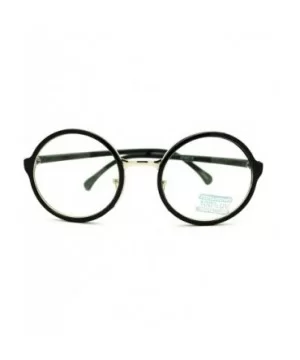 Round Clear Lens Glasses Classic Circle Frame Eyeglasses Unisex - Black Silver - C211EWEJUDF $7.68 Round