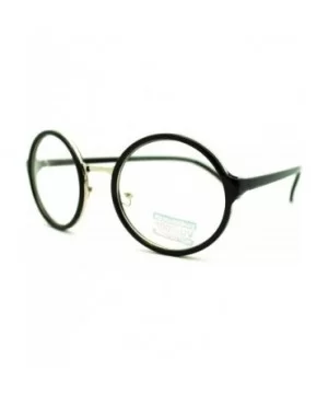 Round Clear Lens Glasses Classic Circle Frame Eyeglasses Unisex - Black Silver - C211EWEJUDF $7.68 Round