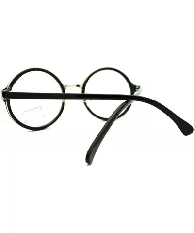 Round Clear Lens Glasses Classic Circle Frame Eyeglasses Unisex - Black Silver - C211EWEJUDF $7.68 Round