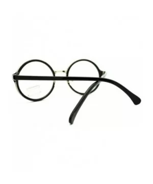 Round Clear Lens Glasses Classic Circle Frame Eyeglasses Unisex - Black Silver - C211EWEJUDF $7.68 Round