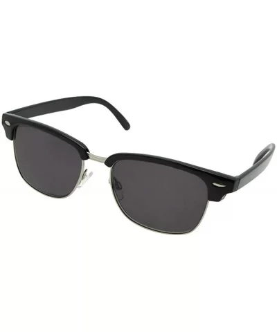 Retro Full Lens Reading Sunglass R59 - Black Silver Frame-gray Lenses - C9188ZSORM6 $13.86 Rectangular