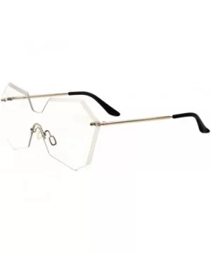 Oversized Womens Laser Cut Rimless One Piece Shield Sunglasses - Gold Frame - CU187QTCS5I $9.87 Rimless