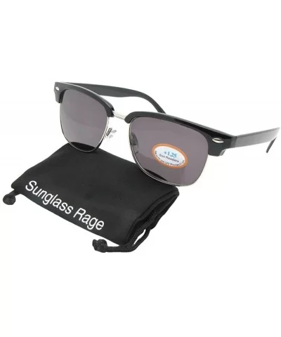 Retro Full Lens Reading Sunglass R59 - Black Silver Frame-gray Lenses - C9188ZSORM6 $13.86 Rectangular