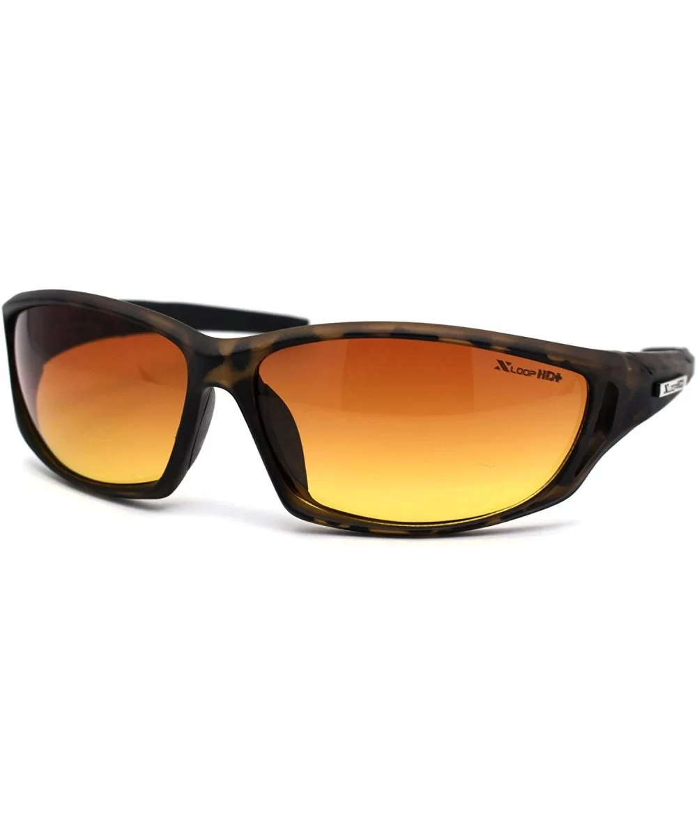 HD+ Amber Lens Oval Warp Plastic Sport Sunglasses - Matte Tortoise - CU195ZRSW2X $9.09 Sport