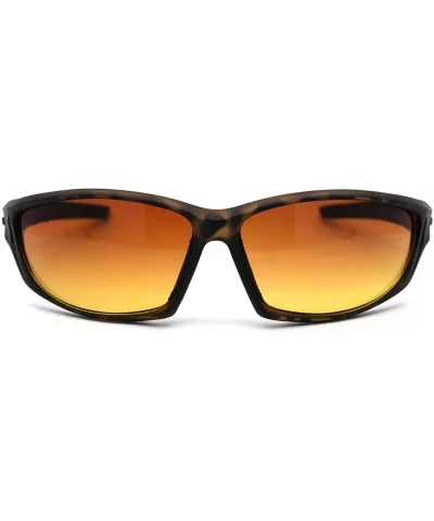 HD+ Amber Lens Oval Warp Plastic Sport Sunglasses - Matte Tortoise - CU195ZRSW2X $9.09 Sport