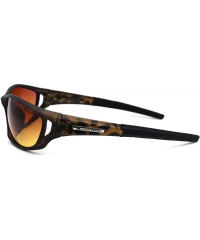 HD+ Amber Lens Oval Warp Plastic Sport Sunglasses - Matte Tortoise - CU195ZRSW2X $9.09 Sport