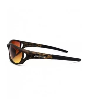 HD+ Amber Lens Oval Warp Plastic Sport Sunglasses - Matte Tortoise - CU195ZRSW2X $9.09 Sport