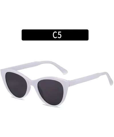 Cat's Eyes Sunglasses Personalized Concave Sunglasses - C5-white Frame Gray Film - CC1999N6ONN $16.70 Cat Eye