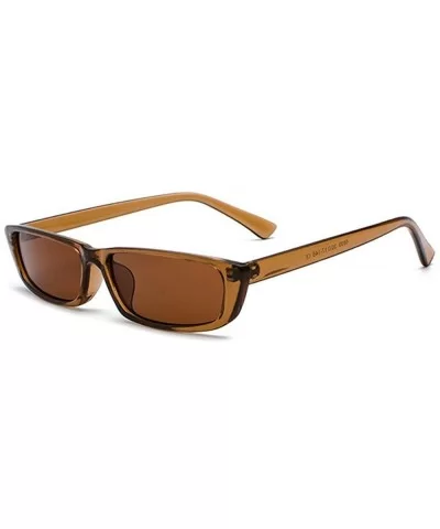 Bold Small Frame Sunglasses Stylish Fashion Designer Rectangle Frame Shades - Brown - CG18DDHMOQ0 $6.83 Rectangular