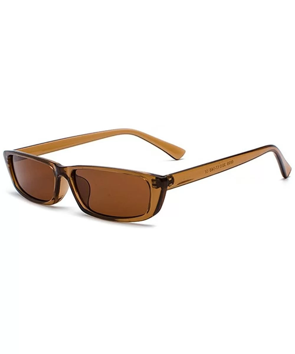 Bold Small Frame Sunglasses Stylish Fashion Designer Rectangle Frame Shades - Brown - CG18DDHMOQ0 $6.83 Rectangular