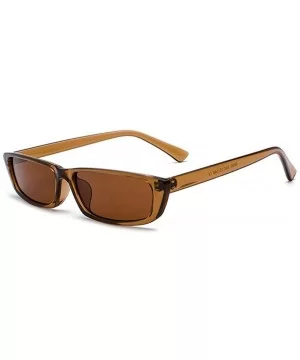 Bold Small Frame Sunglasses Stylish Fashion Designer Rectangle Frame Shades - Brown - CG18DDHMOQ0 $6.83 Rectangular