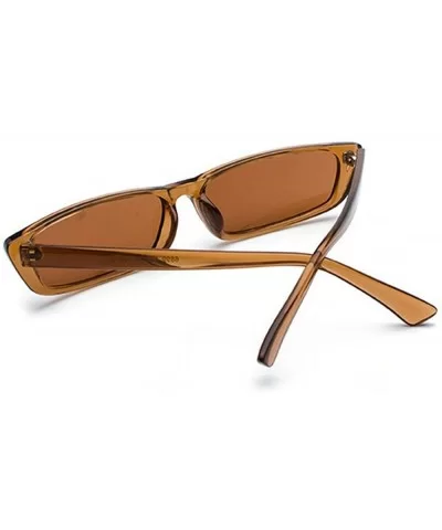 Bold Small Frame Sunglasses Stylish Fashion Designer Rectangle Frame Shades - Brown - CG18DDHMOQ0 $6.83 Rectangular