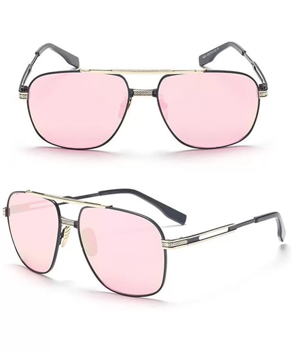 Fashion Women Men UV400 Coating Mirrored Goggles Metal Frame Shopping Sunglasses - Gold Frame/Darkpink - CZ12KCVF1OD $5.65 Go...