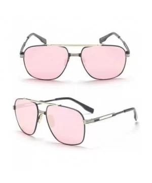 Fashion Women Men UV400 Coating Mirrored Goggles Metal Frame Shopping Sunglasses - Gold Frame/Darkpink - CZ12KCVF1OD $5.65 Go...