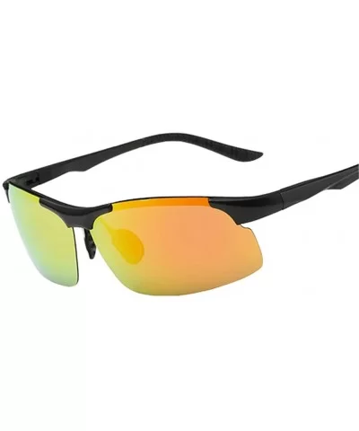 Men's Polarized Sport UV-resistant Sunglasses Half frame Eye wear - Black/Red Silver - C412DTFG1MZ $8.06 Aviator