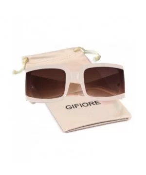 Oversized Sunglasses for Women Vintage Trendy Designer Glasses - Off-white Frame/Brown Gradient Lens - CG18Z42TZRC $7.91 Over...