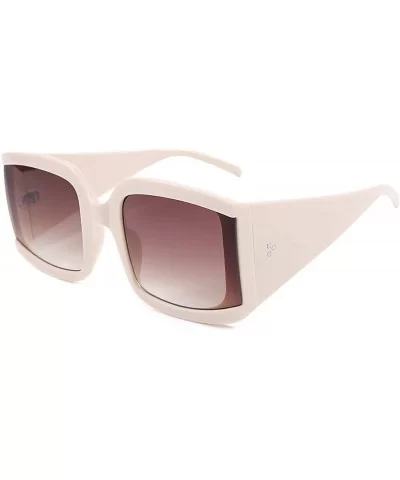 Oversized Sunglasses for Women Vintage Trendy Designer Glasses - Off-white Frame/Brown Gradient Lens - CG18Z42TZRC $7.91 Over...