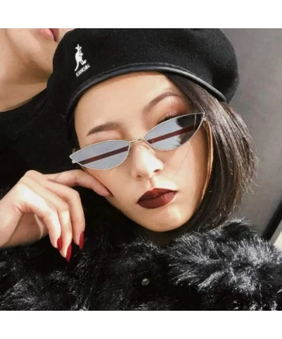 2019 New Cute Sexy Sunglases Retro Cat Eye Sunglasses Women Metal Triangle Blue - Gray - CX18XEC3YS0 $4.28 Cat Eye