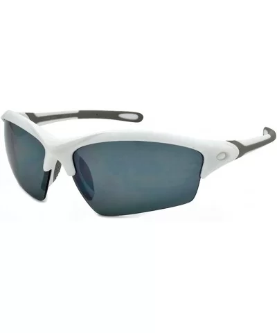 Men's Half Rim Sports Sunglasses with Flash Mirror Lens 570060/FM - Matte White - CE1271CG6BX $7.72 Sport