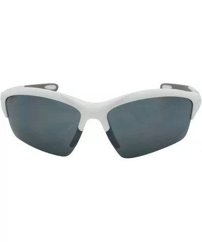 Men's Half Rim Sports Sunglasses with Flash Mirror Lens 570060/FM - Matte White - CE1271CG6BX $7.72 Sport