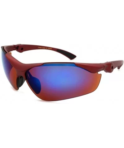 Sleek Sports Sunglasses with Adjustable Temples 570042/REV - Matte Burgundy - C3125Y5B21N $9.52 Sport