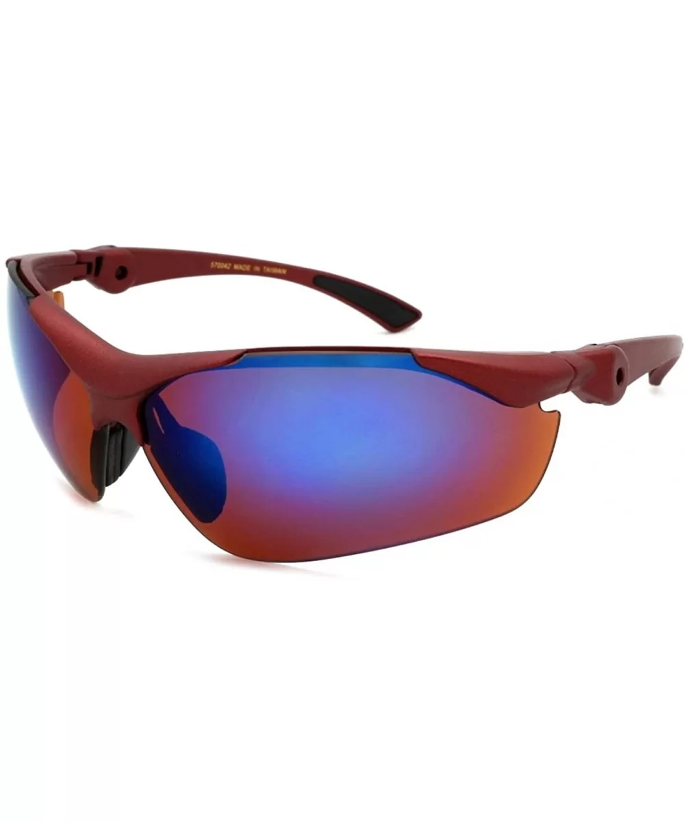 Sleek Sports Sunglasses with Adjustable Temples 570042/REV - Matte Burgundy - C3125Y5B21N $9.52 Sport