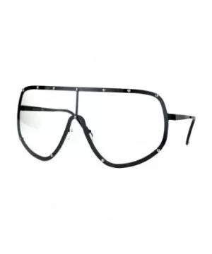 Mens Metal Rim Oversize Shield Clear Lens Racer Eye Glasses - Gunmetal - C818729TK6N $9.79 Oversized