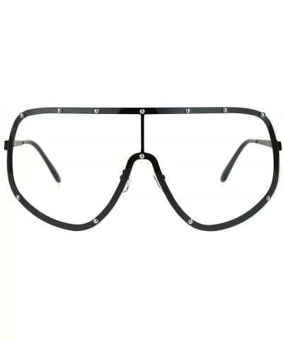 Mens Metal Rim Oversize Shield Clear Lens Racer Eye Glasses - Gunmetal - C818729TK6N $9.79 Oversized