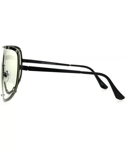 Mens Metal Rim Oversize Shield Clear Lens Racer Eye Glasses - Gunmetal - C818729TK6N $9.79 Oversized