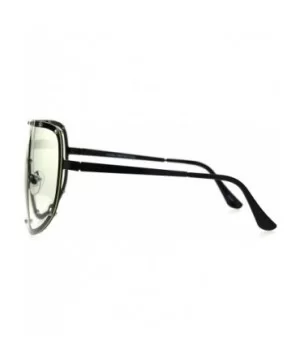 Mens Metal Rim Oversize Shield Clear Lens Racer Eye Glasses - Gunmetal - C818729TK6N $9.79 Oversized